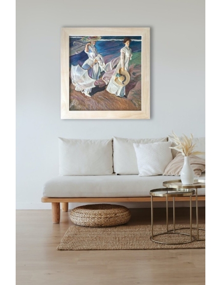 Relief painting Promenade by the Sea after Joaquín Sorolla.