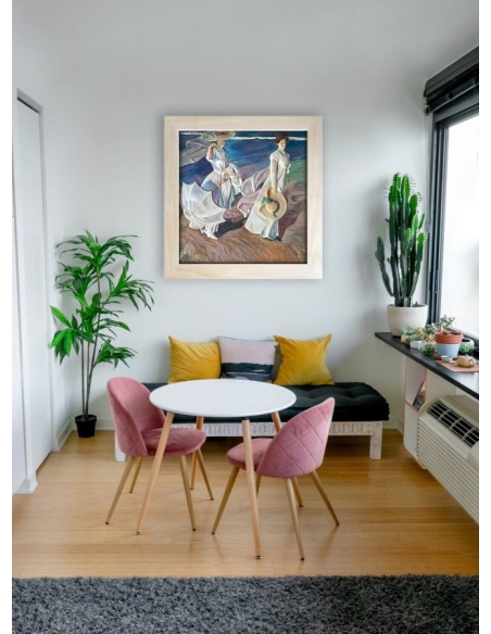 Relief painting Promenade by the Sea after Joaquín Sorolla.