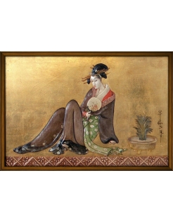 Cuadro en relieve de una bella cortesana japonesa o...