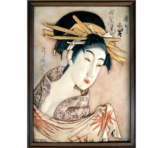 Relief painting of Komurasaki of the Tamaya house after a bath by Kitagawa Utamaro.