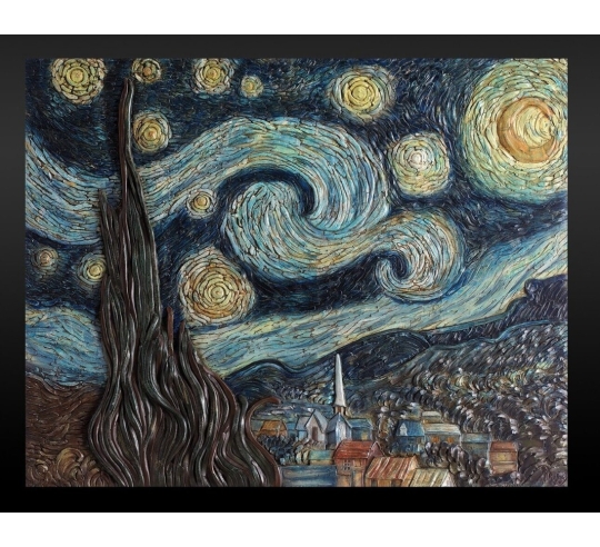 Cuadro en relieve La noche estrellada, según el...