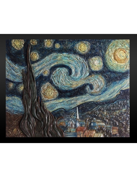 Cuadro en relieve La noche estrellada, según el cuadro de Vincent Van Gogh.