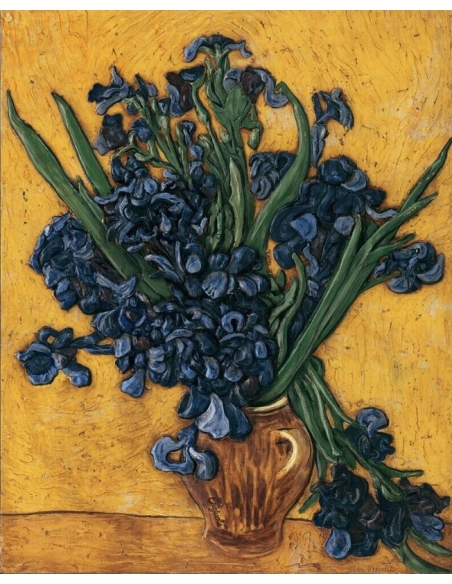 Relief painting, The irises, after the Vincent Van Gogh painting.