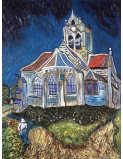 Relief painting The Church of Auvers-sur-Oise, after the...