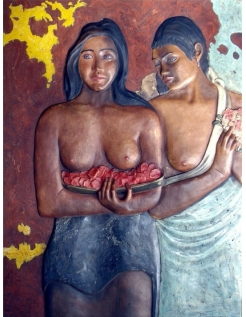 Relief painting Two Tahitian Women, after the painting by...