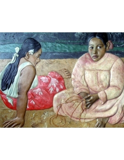 Relief painting Women of Tahiti on the beach, after the...