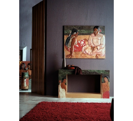 Cuadro en relieve Mujeres de Tahití en la...