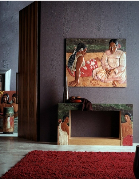 Cuadro en relieve Mujeres de Tahití en la playa, según el cuadro de Paul Gauguin.