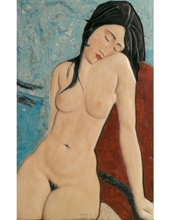 Tableau en relief Nu assis d'après Amédéo Modigliani.