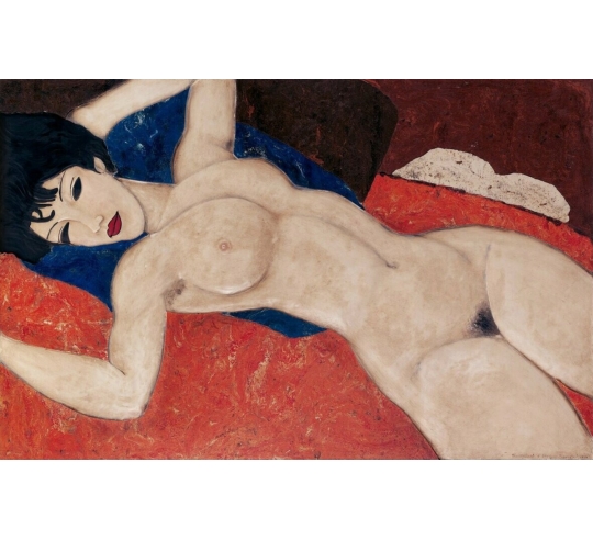 Relief painting Reclining Nude after Amedeo Modigliani.