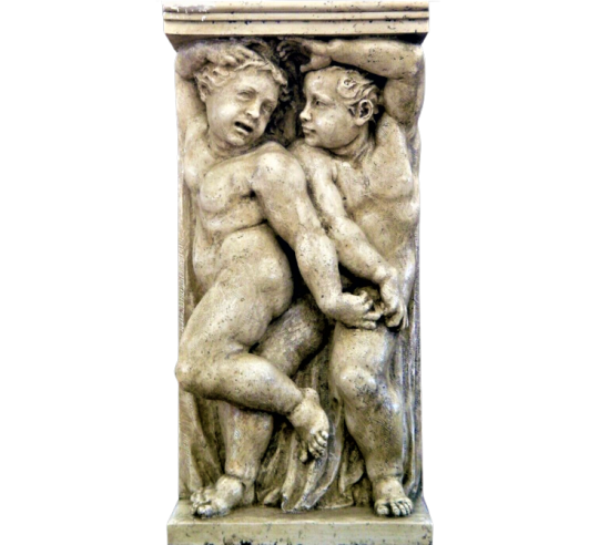 Table leg with two putti, after Michelangelo after the vault of the Sistine Chapel.