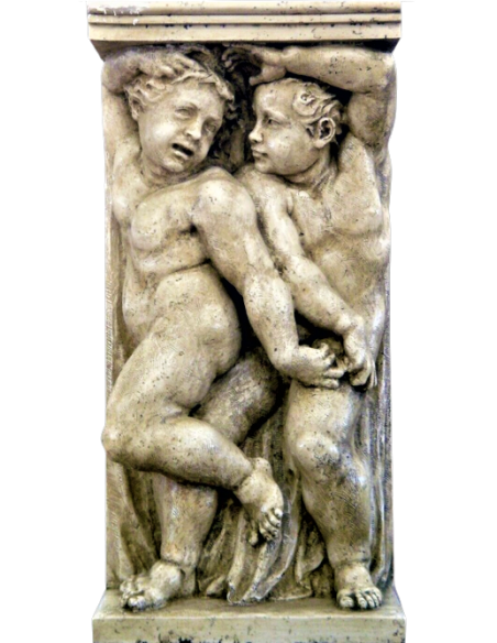 Pied de table Deux putti, d'après Michel-Ange d'après la voûte de la Chapelle Sixtine.