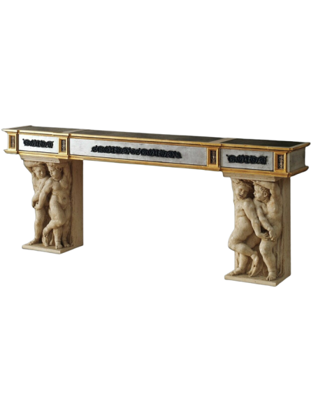 Pied de table Deux putti, d'après Michel-Ange d'après la voûte de la Chapelle Sixtine.