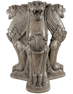 Table leg with three winged griffins.