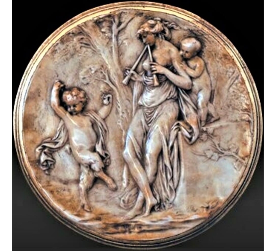 Médaillon de style romain, nymphe jouant de la...