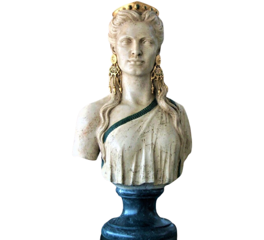Buste de Olympias, femme de Philippe II de Macédoine et mère d'Alexandre le Grand.