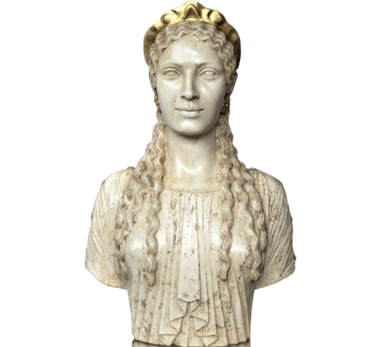 Bust of Korah or Persephone, goddess of the underworld daughter of Zeus and Demeter and wife of Hades.