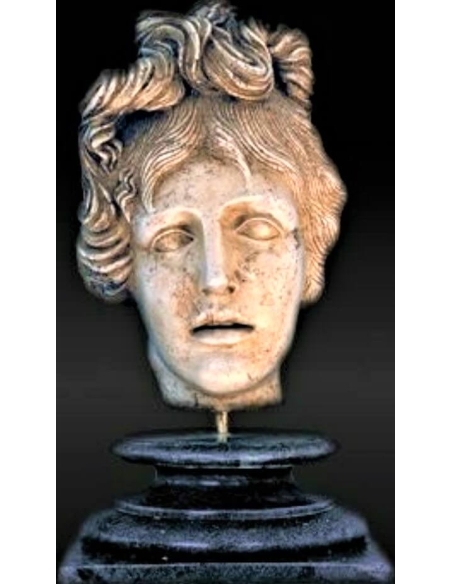 Cabeza de estatua de Apolo, dios de las artes, de la belleza masculina y de la luz del sol.