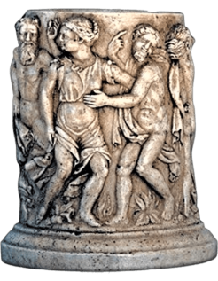 Antique Greek style vase with bacchanalian scene of fauns...