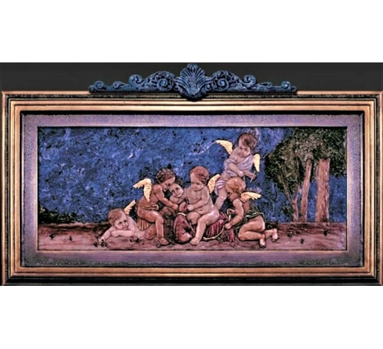 Tableau en relief Groupe de six Amours jouant...