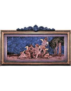 Tableau en relief Groupe de six Amours jouant avec un...
