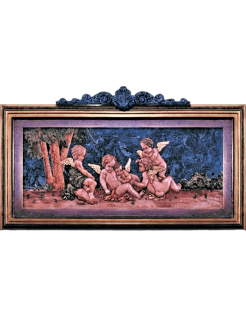 Tableau en relief Groupe de cinq Amours jouant avec des...