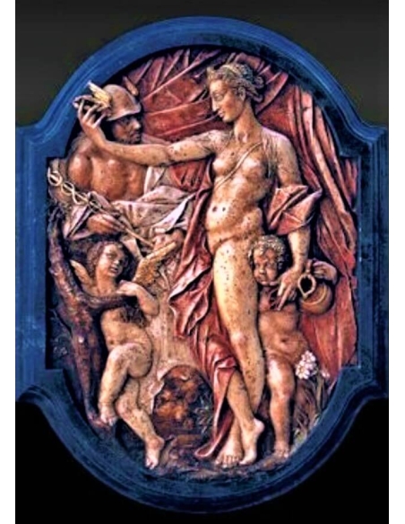 Tableau en relief Vénus et Mercure d'après Bartholomäus Spranger.