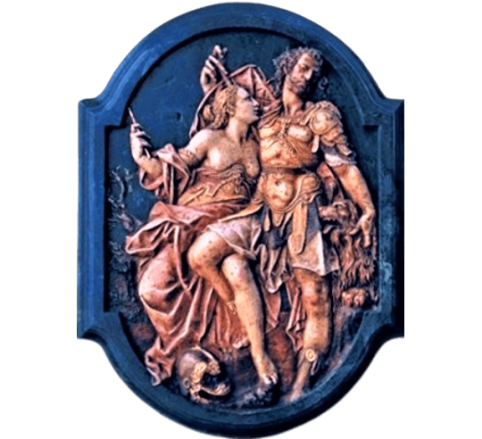 Tableau en relief Ulysse et Circé d'après Bartholomäus Spranger.
