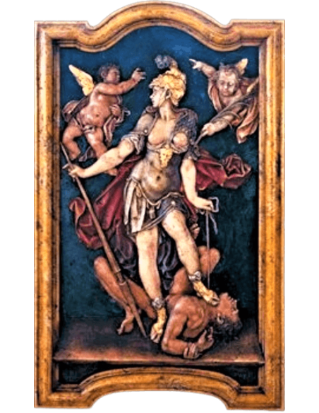 Tableau en relief Minerve victorieuse de l'ignorance d'après Bartholomäus Spranger.