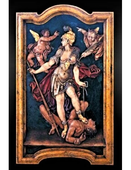 Tableau en relief Minerve victorieuse de l'ignorance d'après Bartholomäus Spranger.