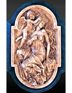 Cuadro en relieve, Cupido colocando una corona de flores...