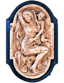 Cuadro en relieve, Ceres saliendo del baño ayudada por...