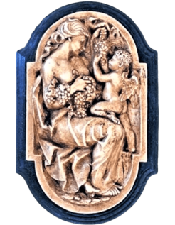Cuadro en relieve de Carpo y Cupido vendimiando, alegoría...