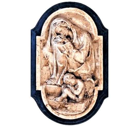 Tableau en relief Chioné et cupidon tendrement assoupis côte à côte, allégorie de l'hiver.