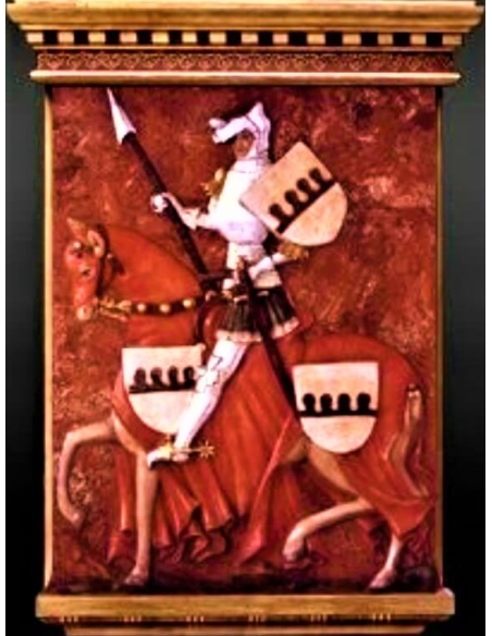 Relief painting of Carlotto Capodilista after the miniatures of the code by Giovani Francesco Capodilista.