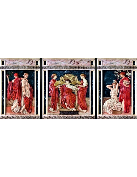 Tryptique en relief Midsummer ou solstice d'été d'après Albert Joseph Moore.