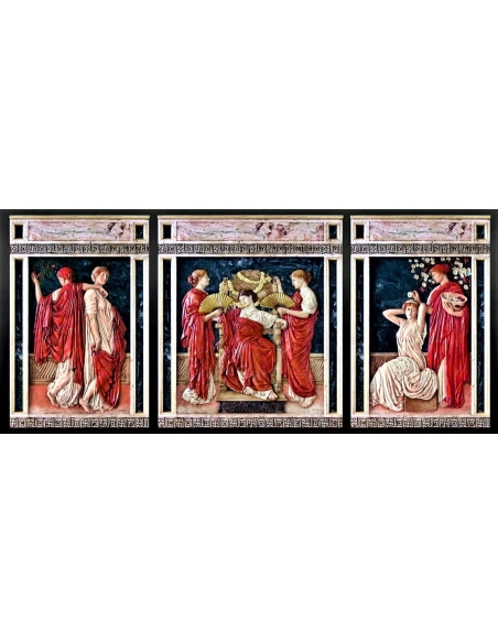 Tryptique en relief Midsummer ou solstice d'été d'après Albert Joseph Moore.