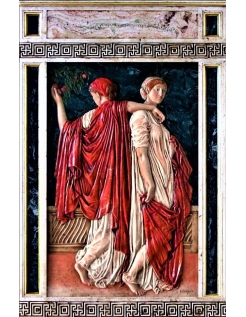 Relief painting The Apricots after Albert Joseph Moore.