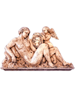 Low relief Venus contemplating herself in the mirror held...
