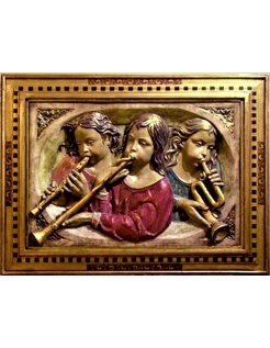 Cuadro en relieve policromado de jóvenes flautistas II de...