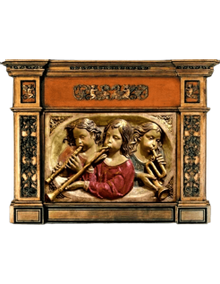 Tableau en relief polychrome jeunes joueurs de flute II...