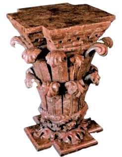 Pie de mesa de estilo capitel corintio.