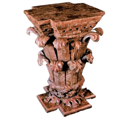 Pie de mesa de estilo capitel corintio.