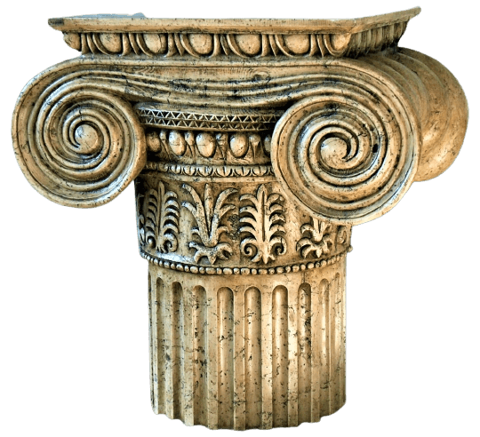 Table base in the style of a large ionic capital.