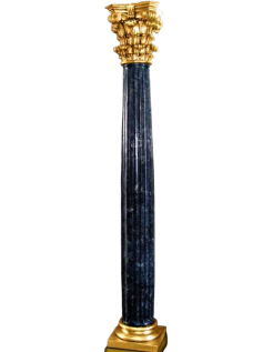 Columna de estilo corintio imitación mármol negro, pie y...