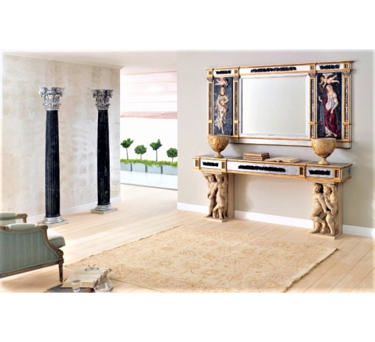 Column in Corinthian style black marble...