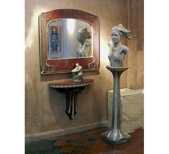 Pedestal in Art Nouveau style with white and...