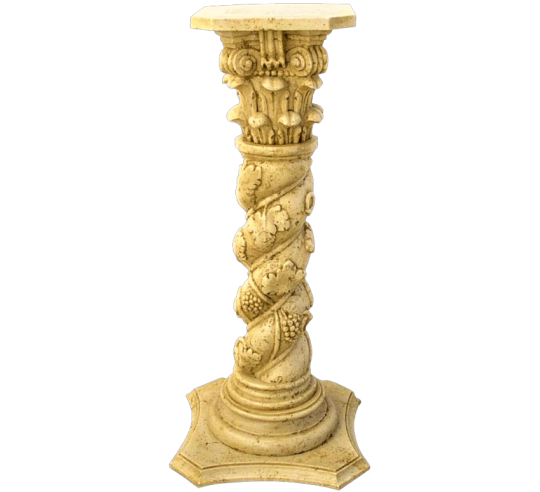 Columna de estilo Salomónico I, forma enroscada decorada con hojas de vid y racimos de uvas.