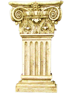 Pilastra mural de estilo corintio, pátina de mármol crema.