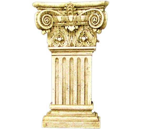 Wall pilaster in Corinthian style, cream marble patina.